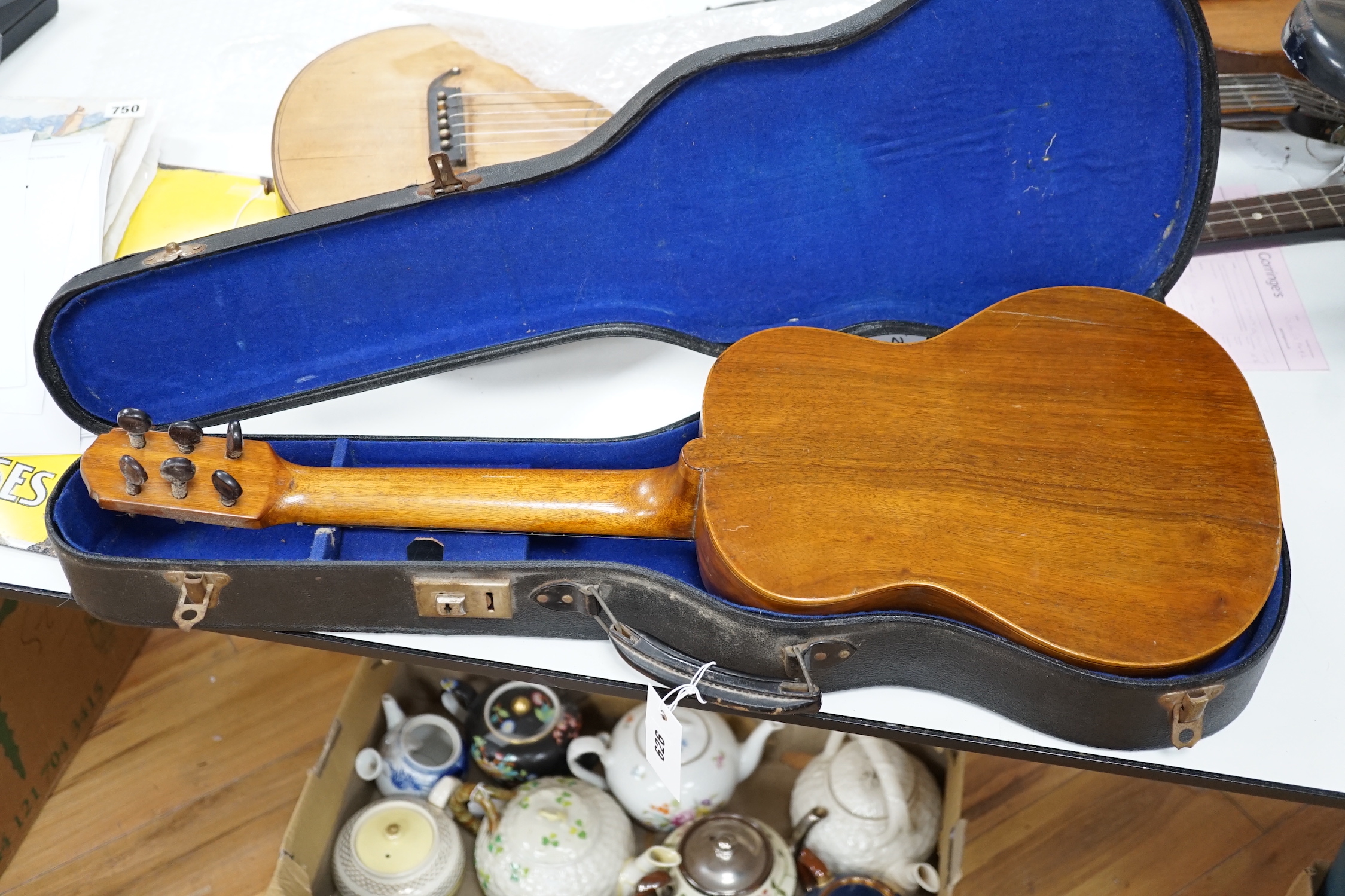 A French Parlour guitar by Bervex with hard case